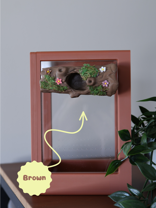 Brown wooden hide for jumping spider