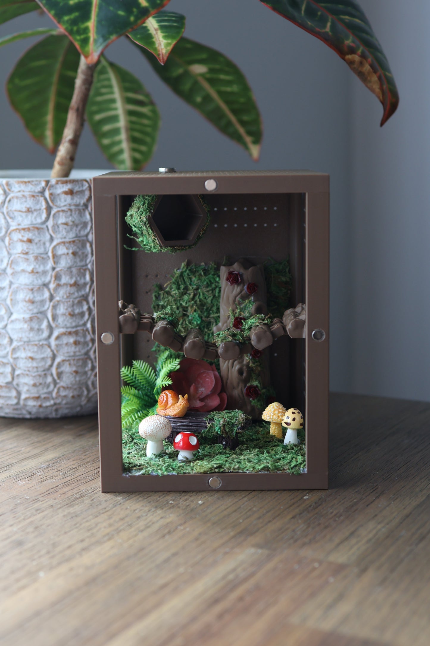 3D printed forest-themed jumping spider enclosure