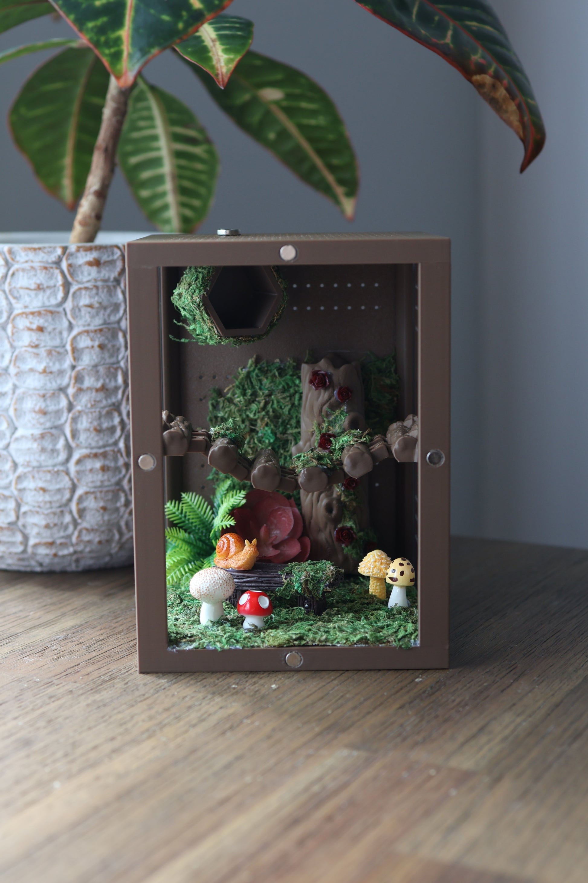 3D printed forest-themed jumping spider enclosure