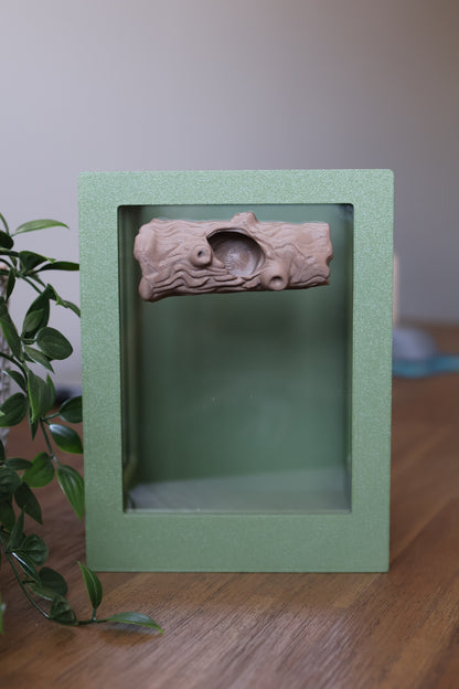 3D printed jumping spider hide with wood effect for natural terrarium enclosure