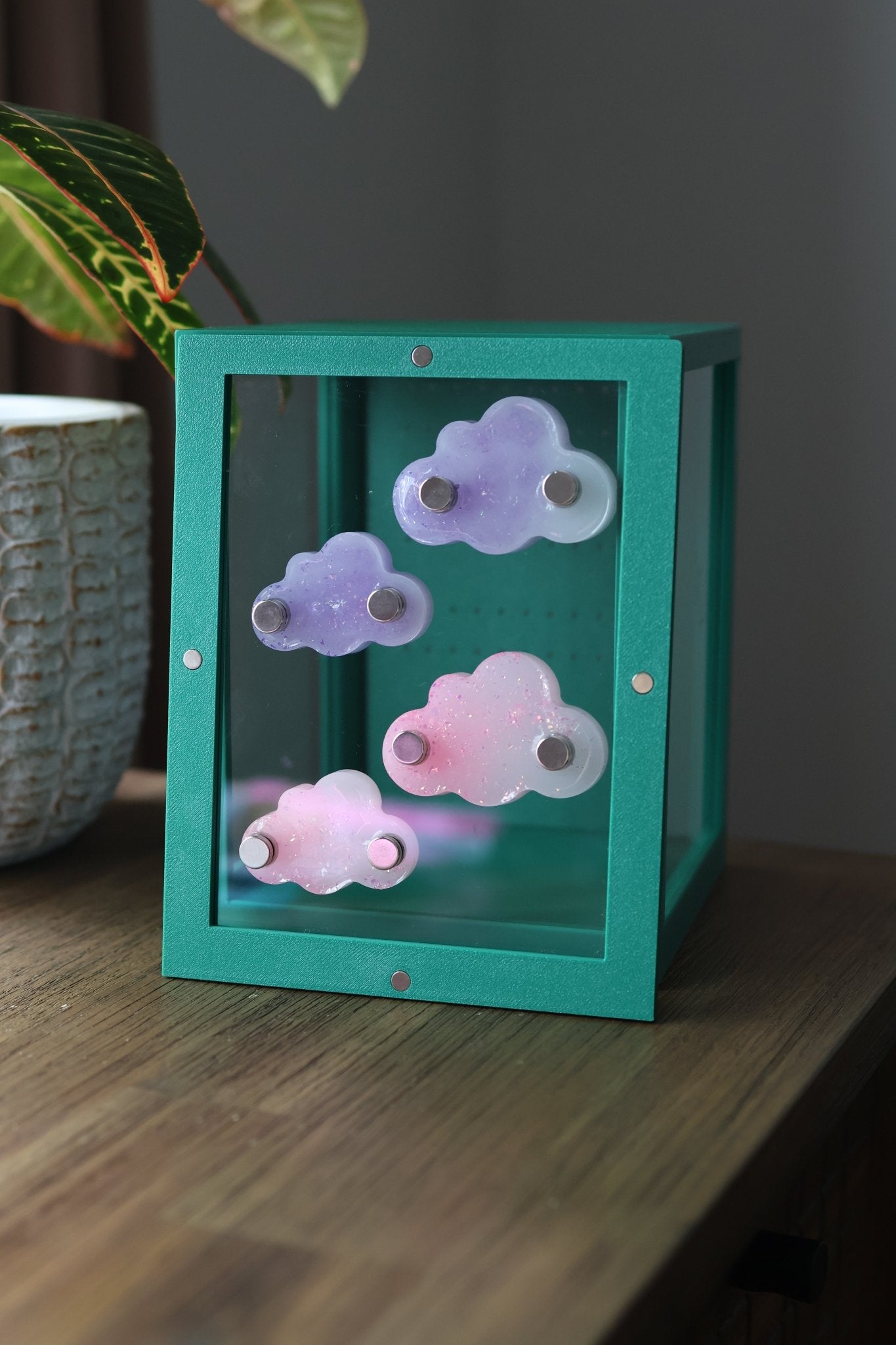 Set of 2 Magnetic Clouds – Jumping Spider Enclosure Decor jumping spider - Spooder Nook